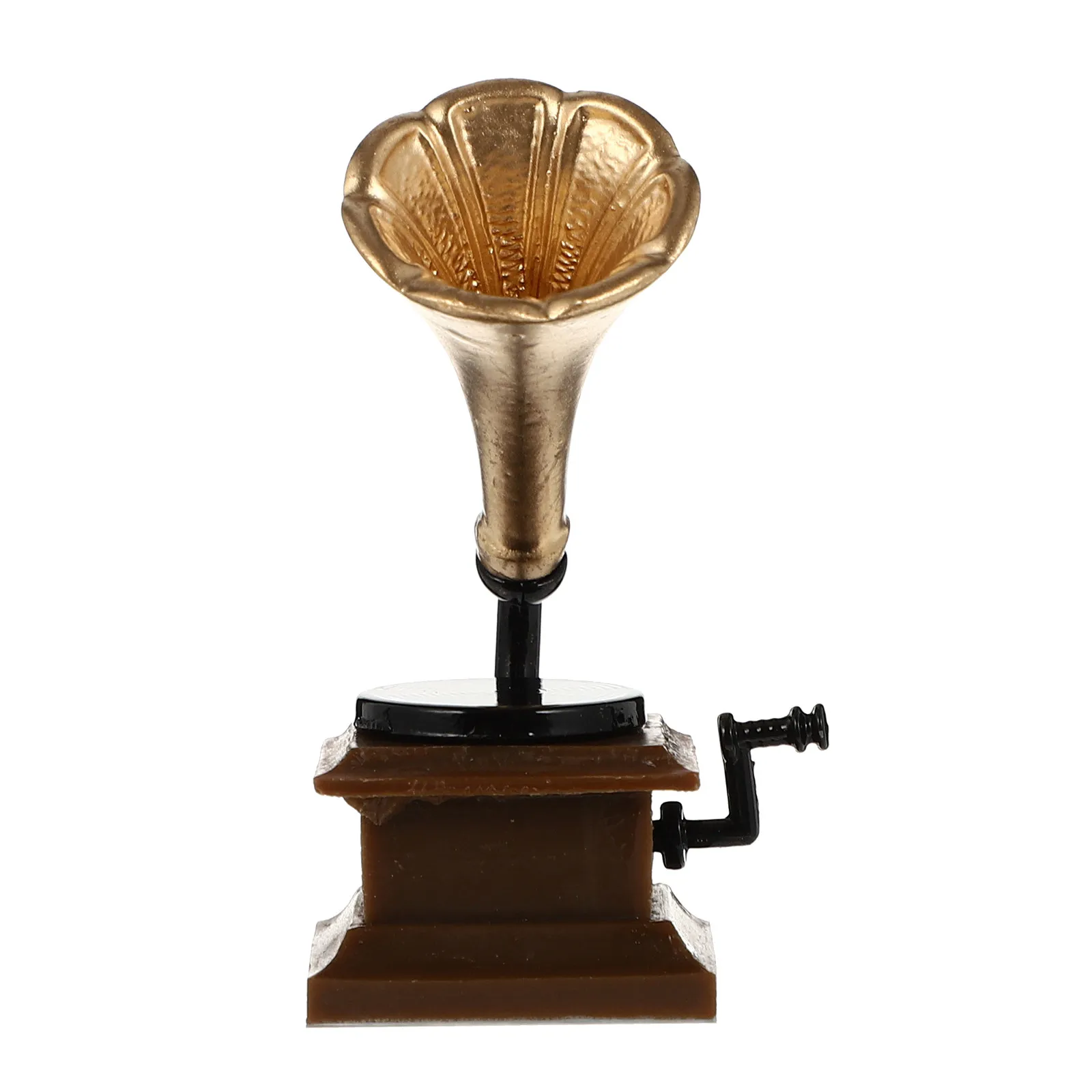 Mini Vintage Gramophone Decor High Grade Resin Retro Phonograph Desktop Decoration Tabletop Adornment Home Office Hotel Cafe