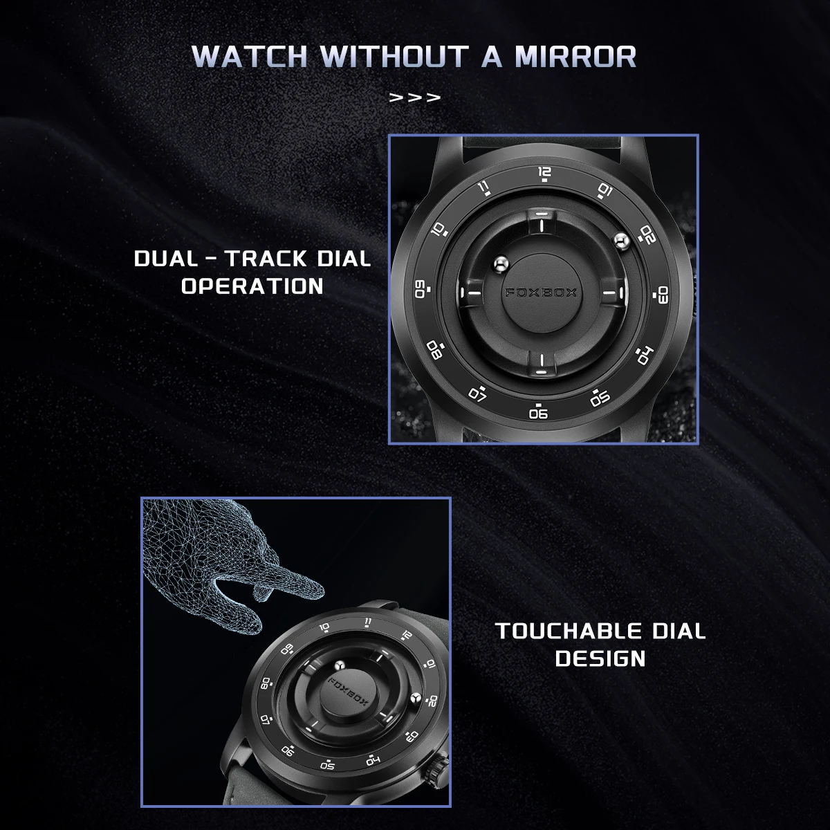 FOXBOX Watch Planet Design Fashion Floating Magnetic Pointer Free Ball Bearing Creative Simple Waterproof Quartz Watch for Men