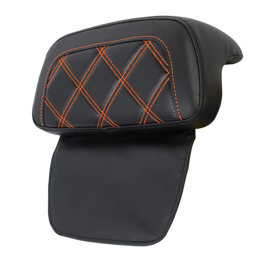 Motorcycle Orange Stitching Razor Chopped Pack Trunk Backrest Pad For Harley Touring Road Street Electra Glide Road King 14-UP