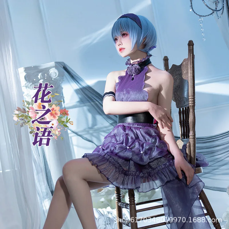 

Manga Realm EVA Flower Language Rei Ayanami Game Cosplay Costume Full Set C Costume Straight Hair
