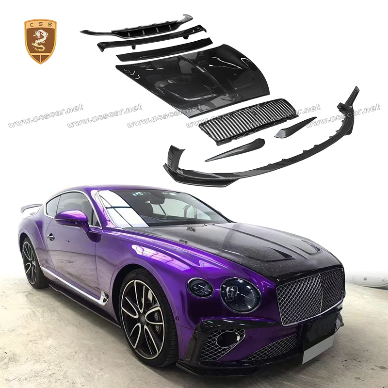 

Front Bumper Lip Center Mesh Grill High Quality Dry Carbon Spolier Wing Racing Lid For Bentley Continental GT MSY 2018-2024