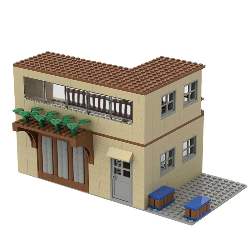 Bloques de Construcción MOC, Modelo de Casa de Arquitectura Urbana, Villa Modular Color Tan con Balcón, Juguetes Educativos de Ladrillos para Niños