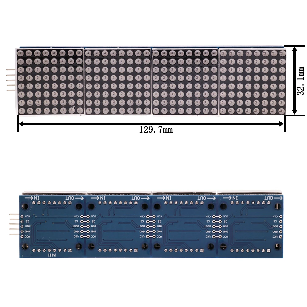MAX7219 Dot Matrix Module Microcontroller Module Control Module Display Module 4 In One Display With 5P Line For Arduino