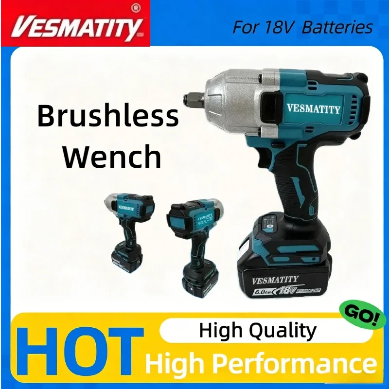 Cordless Brushless Impact Electric Wrench High‑Power Shock‑Absorbing Hand Tool for Automobile Repair For Makita Battery