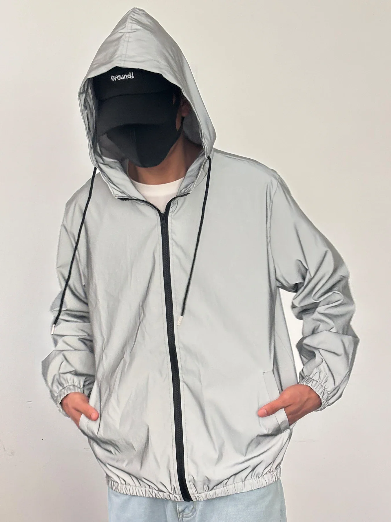 Men's Clothing Loose Reflection Jacket New Fashion Outdoor Casual Hooded Night Cycling Coat Jogging Male Jackets