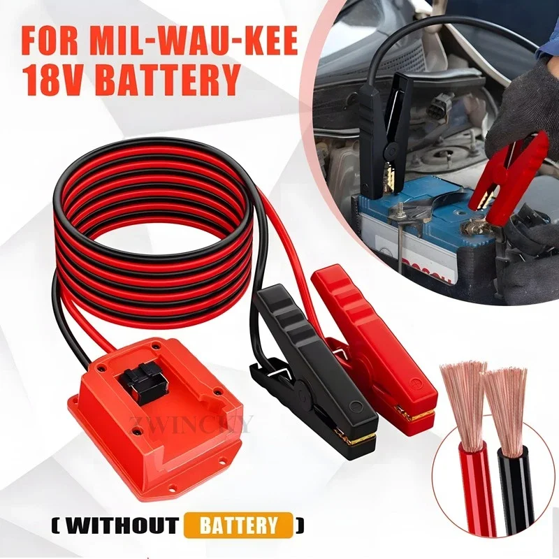 For Milwaukee 18V Lithium Battery Converter Charger Clip Auto Igniter Jump Starter Car Booster Cable Adapter Emergency DIY Tools
