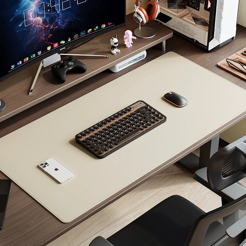 

Leather Desk Pad Protector, Large Desktop Mat, Office Desk Mat, Non-Slip PU Leather with Stitched Edges Desk Blotter, Mouse Pads