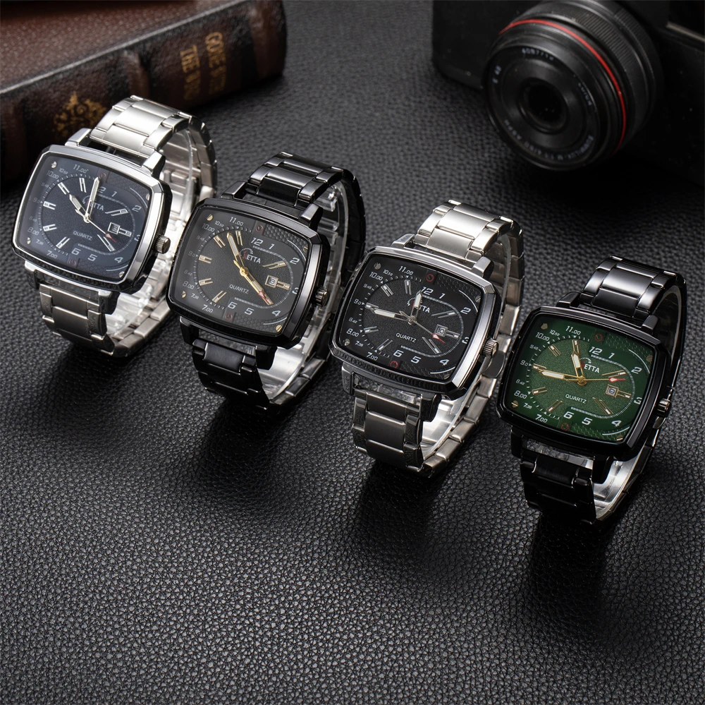 KETTA New Leisure Business Watches For Man Night Light Calendar Function Square Dial Waterproof Men's Quartz Watch reloj hombre