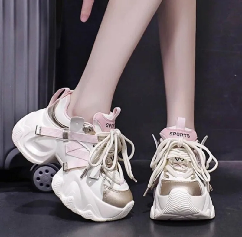 

Womens Sneakers Shoes Fashion Platform Tennis Female Woman-shoes Designer Thick Sole Trainers Casual New Roses High Lace-Up