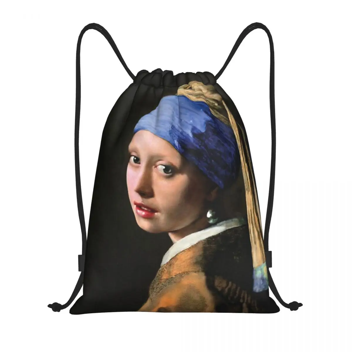 Custom Pattern Logo Drawstring Bag Girl With The Pearl Earring Johannes Vermeer Travel Backpack Student Storage Bag School Bag