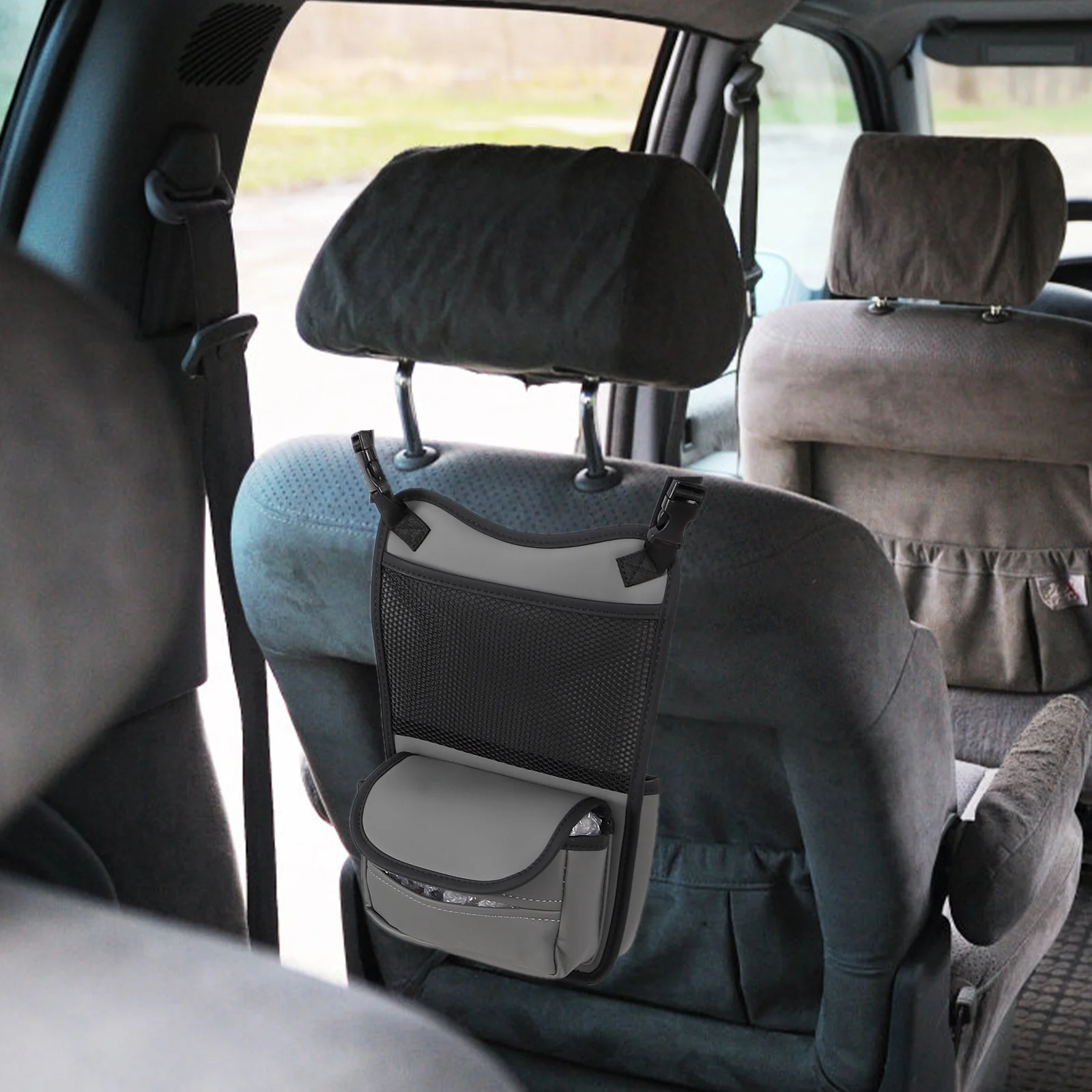 

Car Storage Organizer Between Seats Tissue Box Backseat Purse Holder Mesh Net Pocket Automotive Seat Back Organizer For