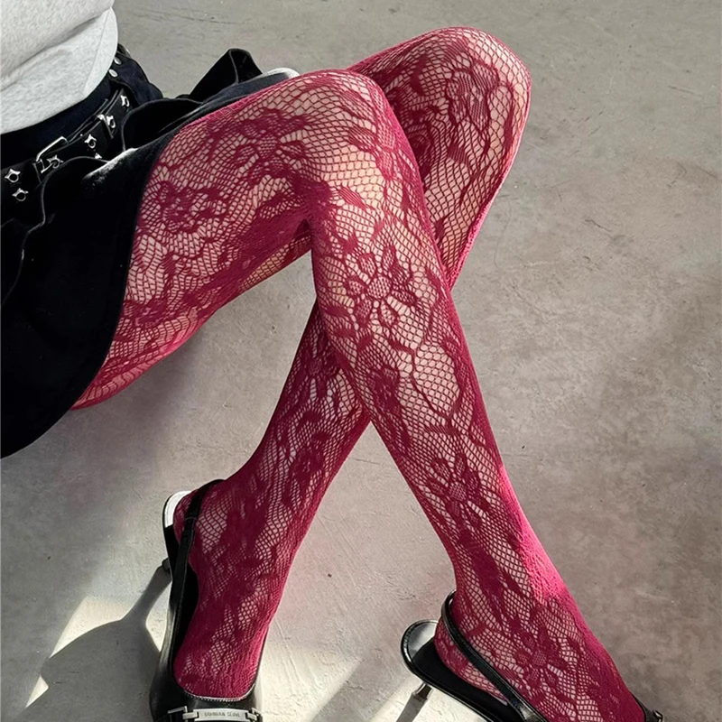 Women Lolita Lace Fishnet Stockings Pantyhose Retro Sexy Leggings Stockings Underwear for Women Hollow Tights Party Lingerie