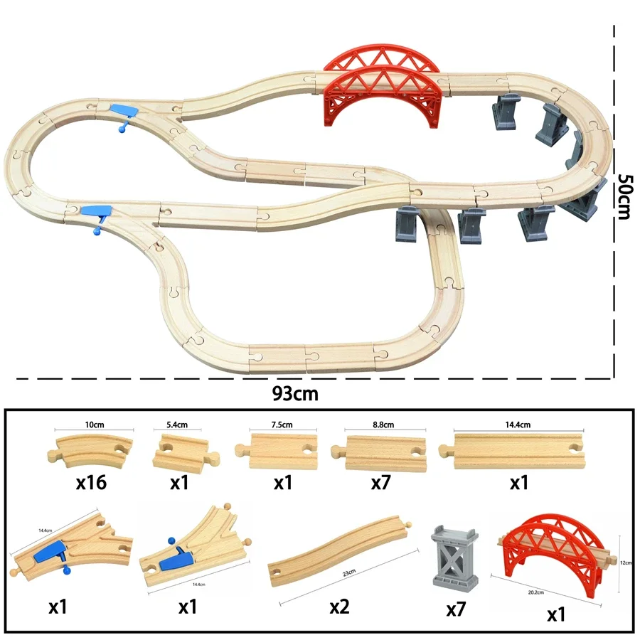 Accesorios de vía ferroviaria DIY, vía de tren de madera Compatible con marca Normal, tren de haya, juguetes de carretera para niños, regalos