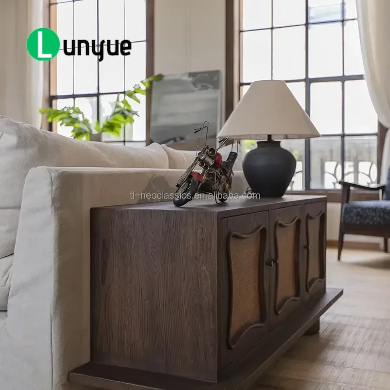 Antique Farmhouse Style Luxury Solid Wood TV Cabinet Entertainment Center Media Console for Living Room Furniture Storage