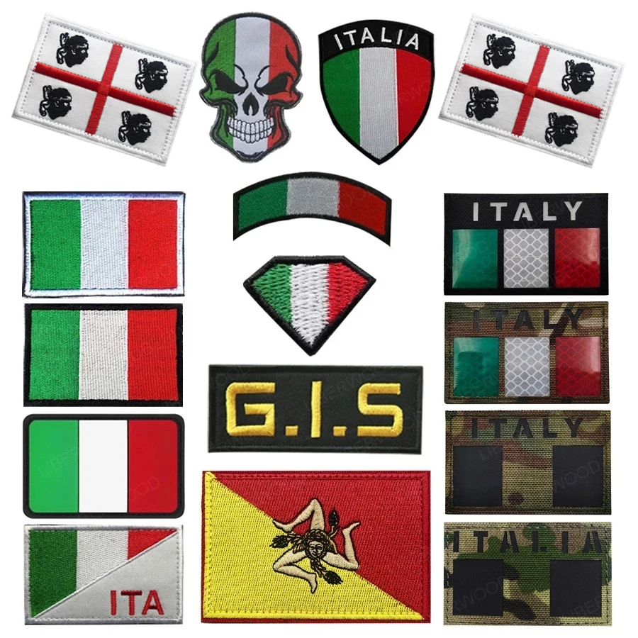 Italy Infrared IR Reflective Patch Italian Italia Sicily Sardinia Sicilia Flag Applique Badge Tactical Armband ITA GIS