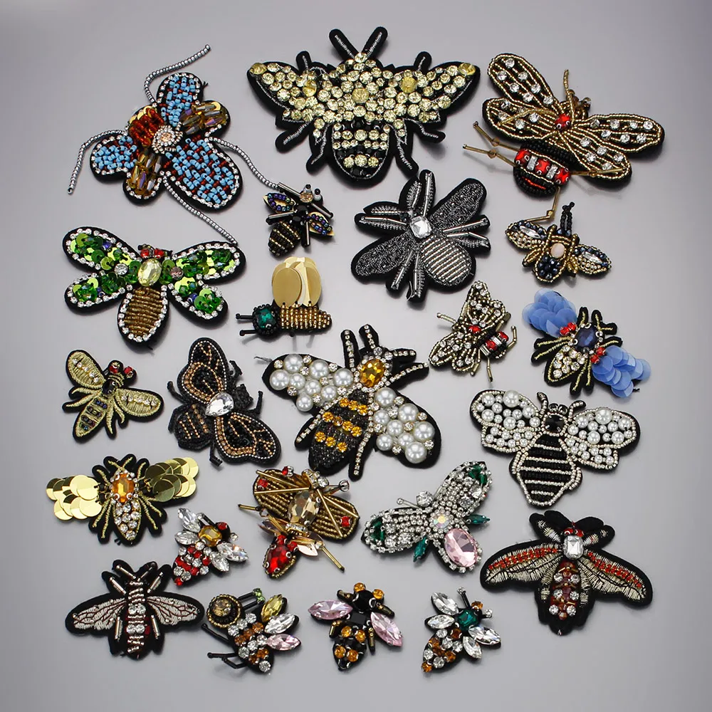 Фото Блестящие нашивки ручной работы, крутая модная нашивка с кристаллами и жемчугом для одежды, Аппликация из бисера, милая нашивка