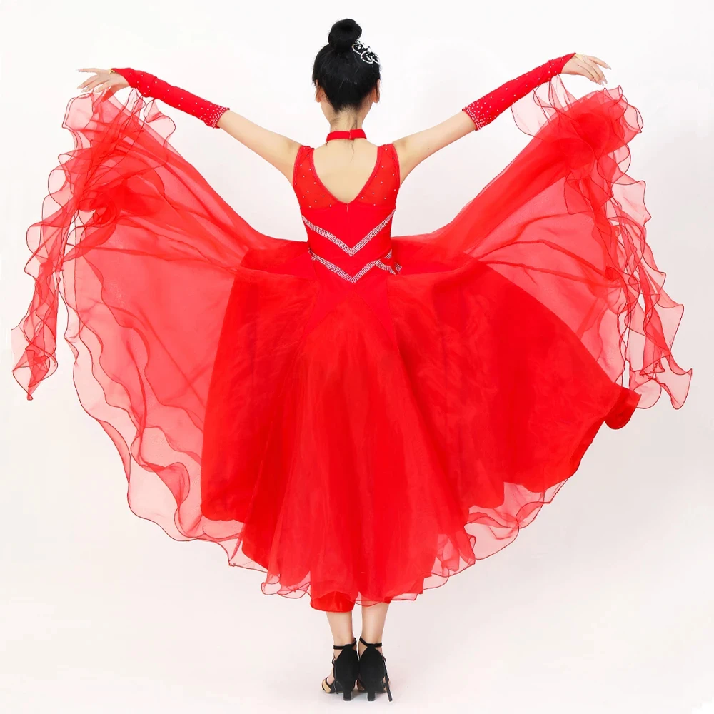 2025 Ballroom Dans Jurk Vrouwen Modern Kostuum Meisjes Match Wals Outfit Volwassen Luxe Avondpak Kinderkleding Volume Contes