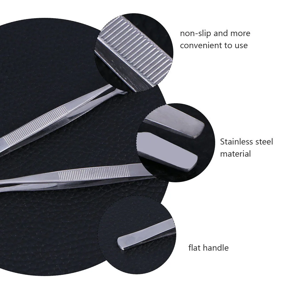 Pinça de carimbo de aço inoxidável, 3 peças, pinça de precisão para coleta de carimbo, aplicador de cílios postiços, alça leve e antiderrapante