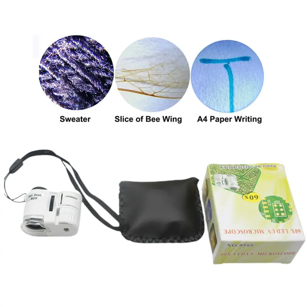 Microscopio tascabile Kit di giocattoli scientifici per bambini 60-120x Mini microscopio portatile educativo con luce a LED giocattolo per bambini all'aperto