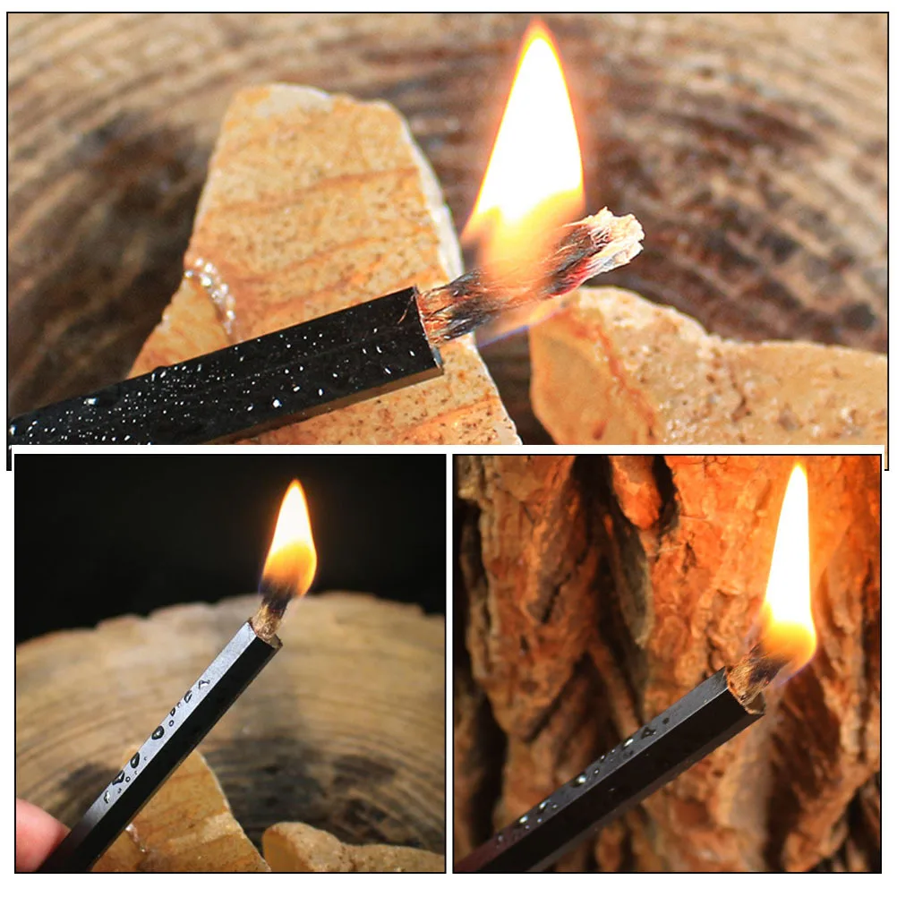 6 قطعة مشعل نار حبل الفتيل المحمولة في الهواء الطلق التخييم التنزه الشواء بقاء الحبل حبل الفتيل المحمولة مشعل نار