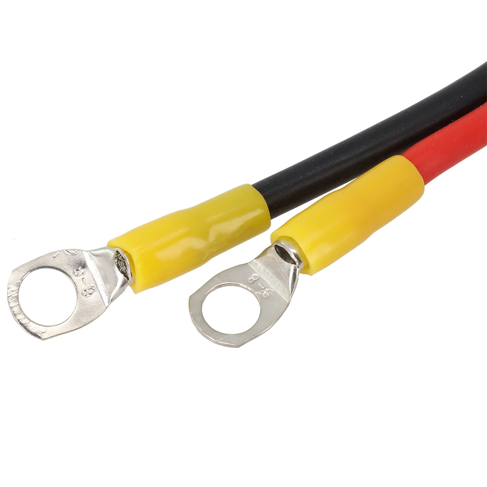 50A 10AWG Battery Charging Connector Cable with M8 Post and Dual Ring Terminals for EV and Solar Power System Integration