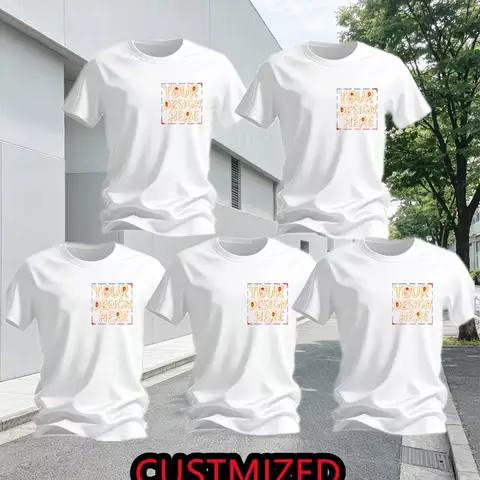 5-Pack Men's Custom Quick-Dry Sweat-Wicking Sports T-Shirts - Breathable Lightweight Summer Gym Tees, Custom Logo/Text Design