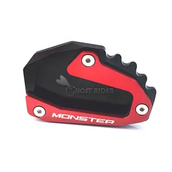 CNC Aluminum Side Stand Extension Plate Pad Black&Red For Ducati Monster 696 697 795 796 821 1200 1200S