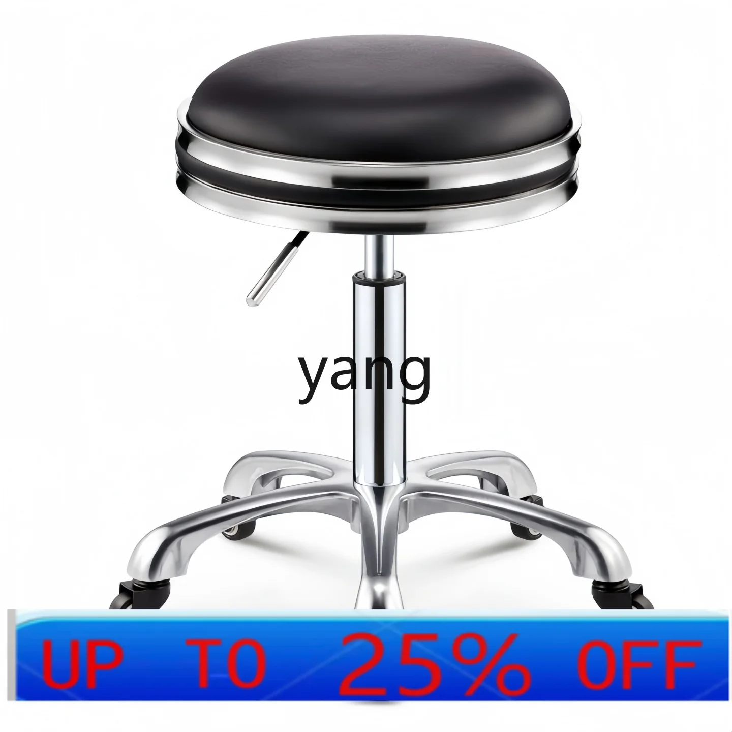 

LMM Barbershop Hairdressing Stool Stainless Steel Swivel Lift Without Clamping Wheels
