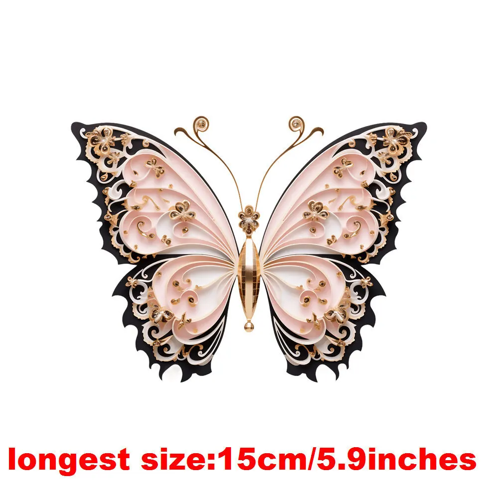 15cm Kids Cartoon Hollow Out Butterfly Dtf Transfers Ready To Press Patches For Clothing T-shirt Hoodies Heat Transfer Stickers