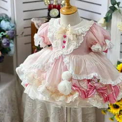 2025 New Lolita Lace Princess Dress Children's Evening Birthday Party Ball Gown Boutique Summer Baby Tnfant Girls Dresses 2-8Yrs