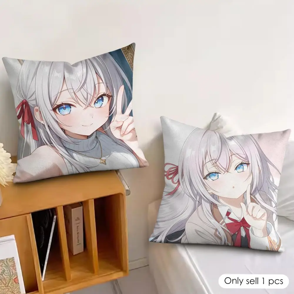 Kawaii A-Alya Feelings In Russian Cushion Cover Silky Short Plush Invisible Zipper Dustproof Sofa Pillow Case For Home Decor