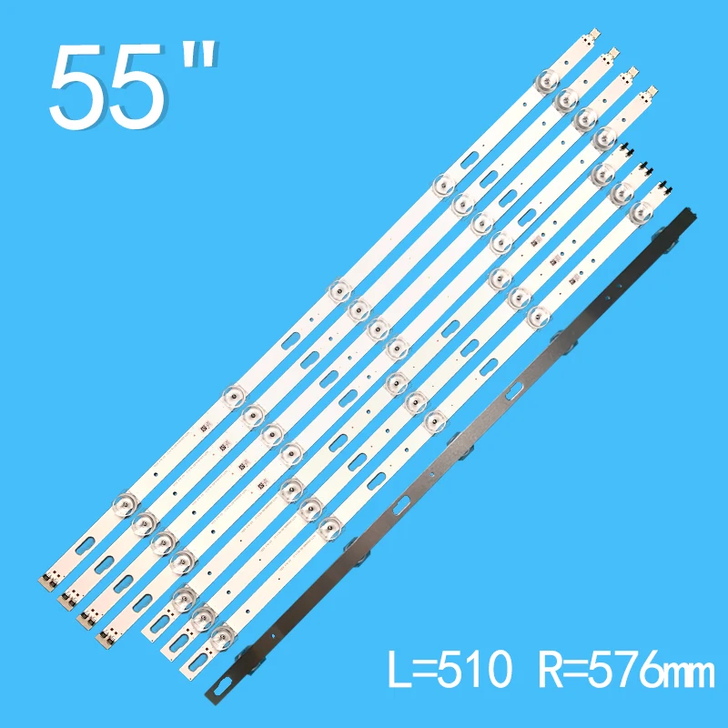 8Pcs/1Set LED Backlight Strip 10 Lamps for Samsung 55\