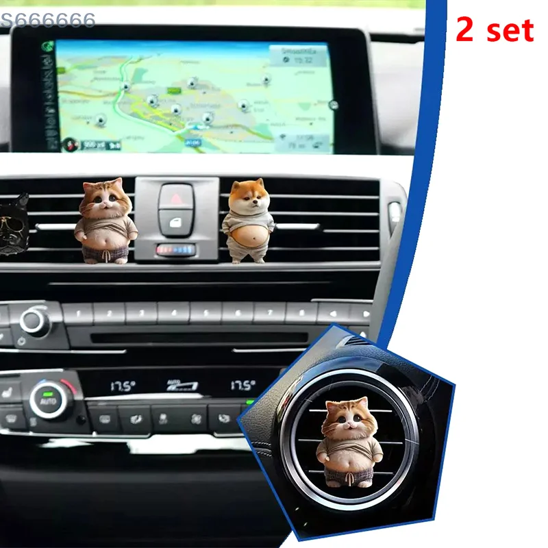

2Set Car Air Outlet Perfume Clips Cute Cat Air Freshener Perfume Diffuser Car Interior Aromatherapy Decoration Accessories