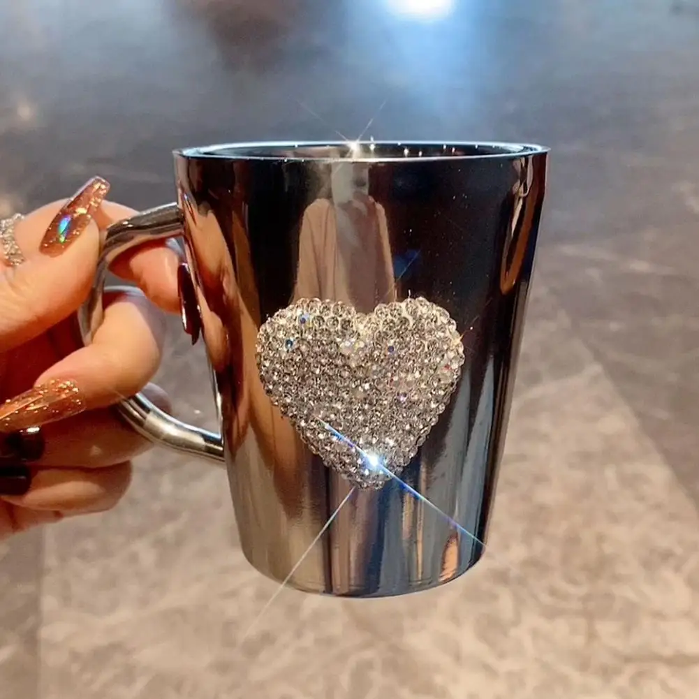 Sparkling Mug Tea Drinker Essential Heart-shaped Stainless Steel Coffee Mug Elegant Faux Cup for Hot Beverages Gift for Coffee