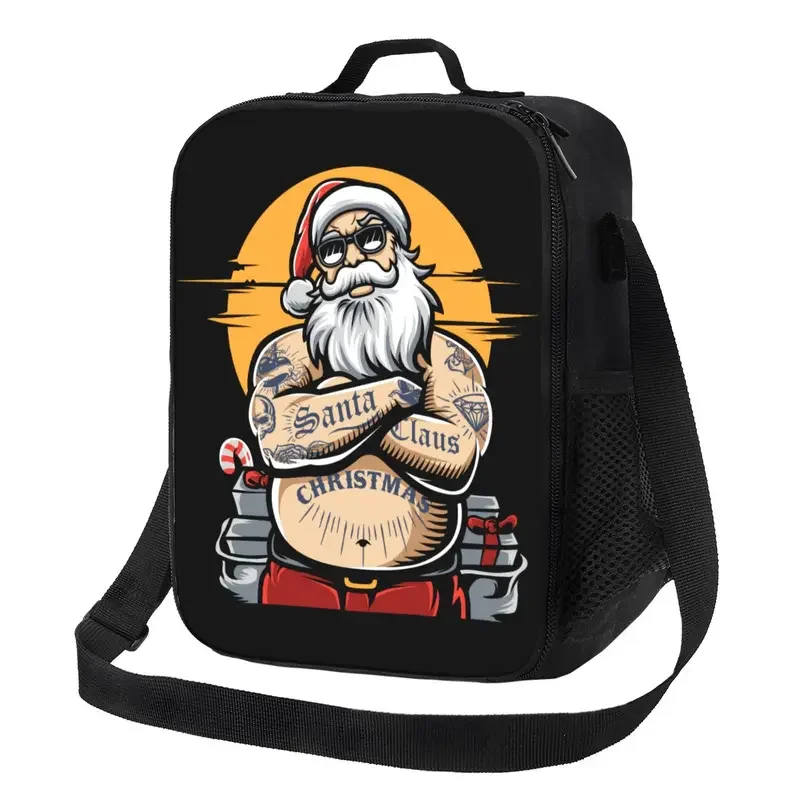 

Santa Claus Insulated Lunch Bag for Women Santa Is Fat And Cool Cooler Thermal Bento Box Kids School Children