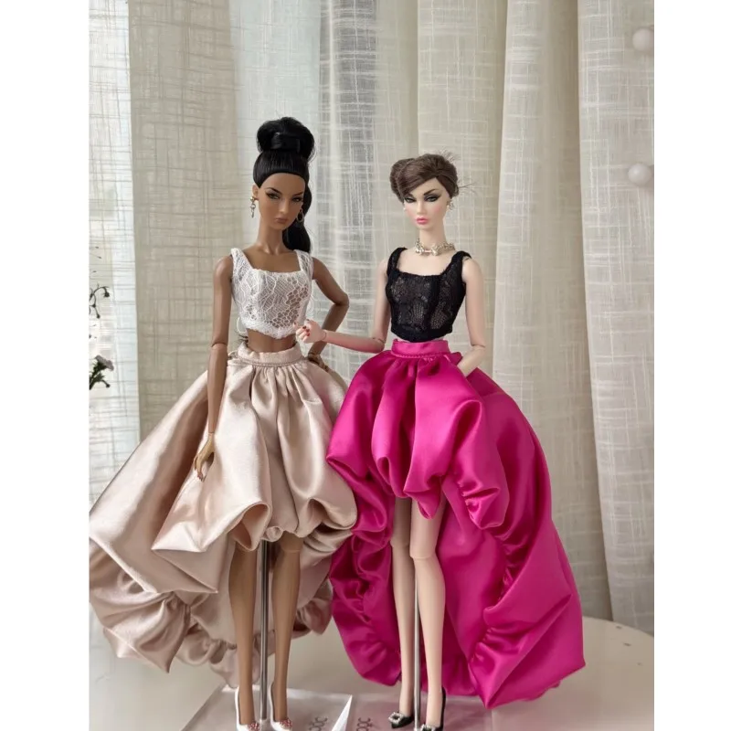 Supermodel Doll High-end Classic Lace-Up Openwork Top Bell-shaped Skirt Luxury 1/6 FR Doll Clothes For 30cm Babi Doll Dress Up