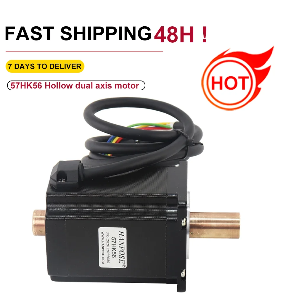 Copper Hollow double shaft stepper motor nema23 56/76 the axis fuselage 2.8A 2.0N.M 57HK56-1530  for CNC worm wheel edging