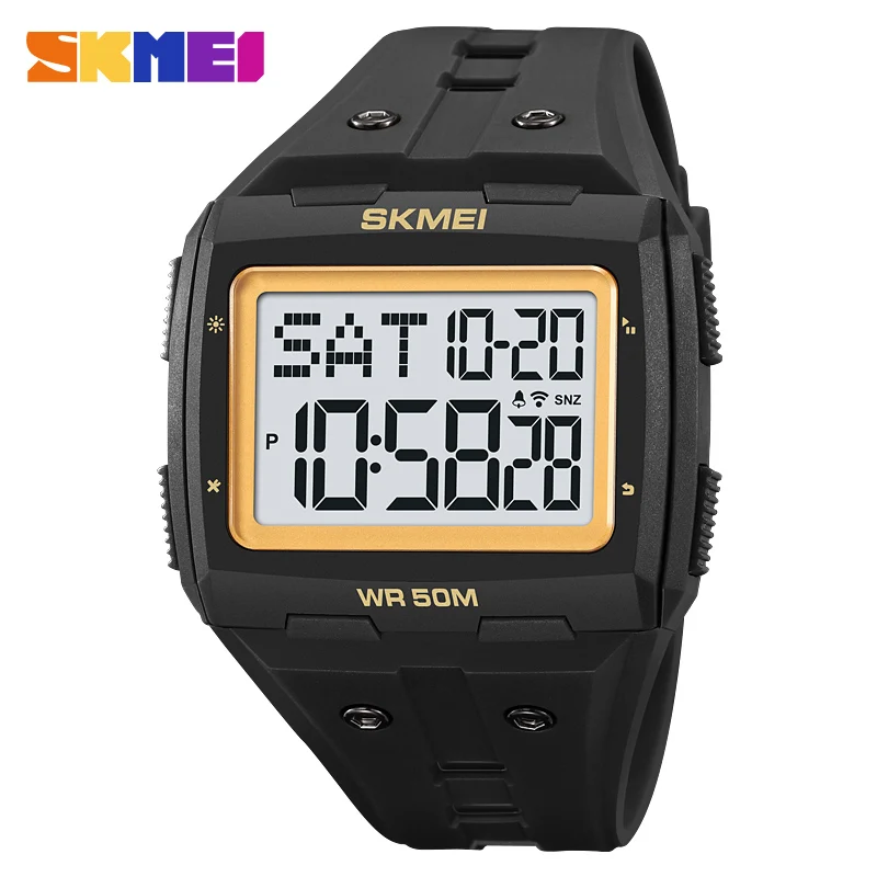 SKMEI Sport Fashion 50M Waterproof Back Light Stopwatch Digital Wristwatch Multifunctional Countdown Watches Mens Alarm Clock