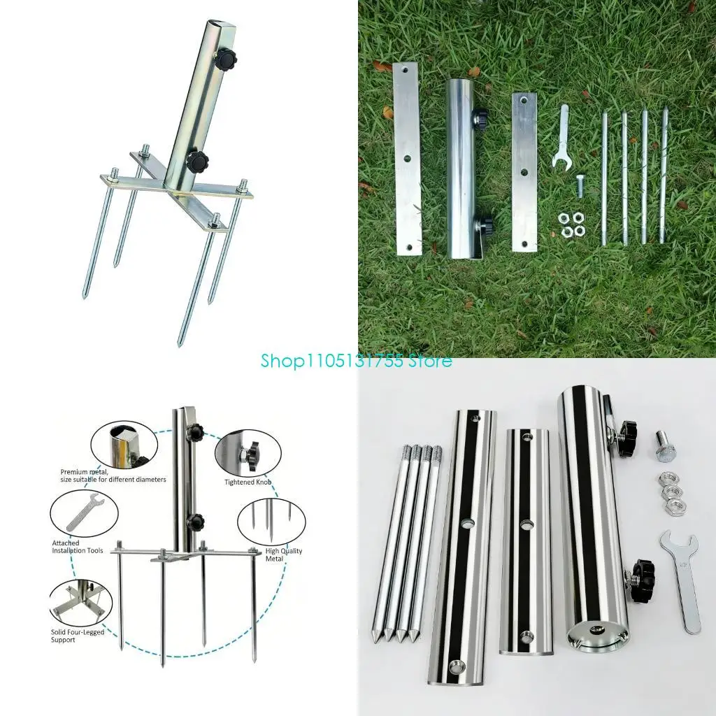 K0EF Daubed Coated Steel Shade Stand With 4 Attachments For Secure Positioning On Grass face Beach Yard