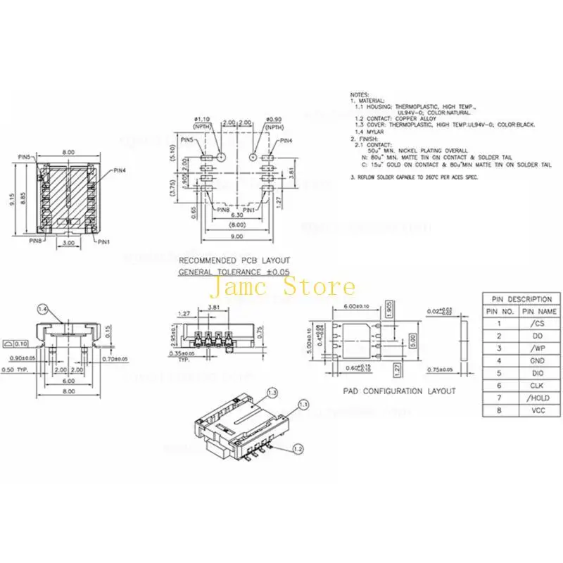 

LX0B QFN8/WSON8/MLF8/MLP8/DFN8 адаптеры гнезд DIP8 для улучшения программирования чипов