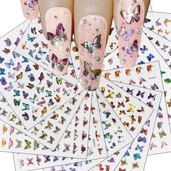 1 Sheet Holographic Nail Sticker 3d Laser Butterfly Leaves Flowers Design Decal DIY Slider for Manicure Nail Art Decorations