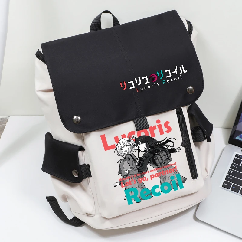 lycoris Recoil Cosplay Unisex Students Shoulder Bag Backpack Cartoon Bookbag Laptop Travel Rucksack Outdoor Fashion Bag Gift