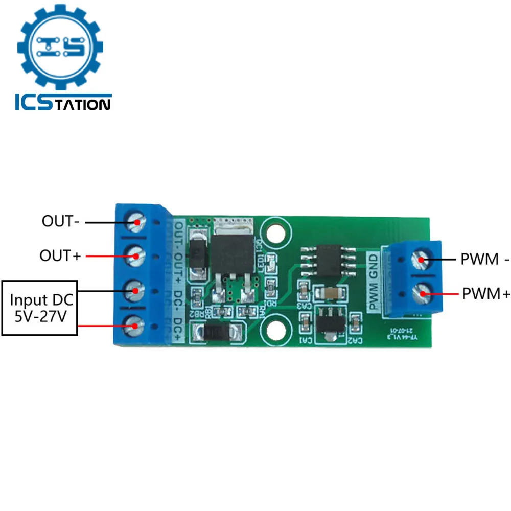 DC 5V 12V 24V PWM Signal Amplifier Module MOS Driver Board 0-30KHz Adjustable Frequency 2A YF-44 Motor Speed Control