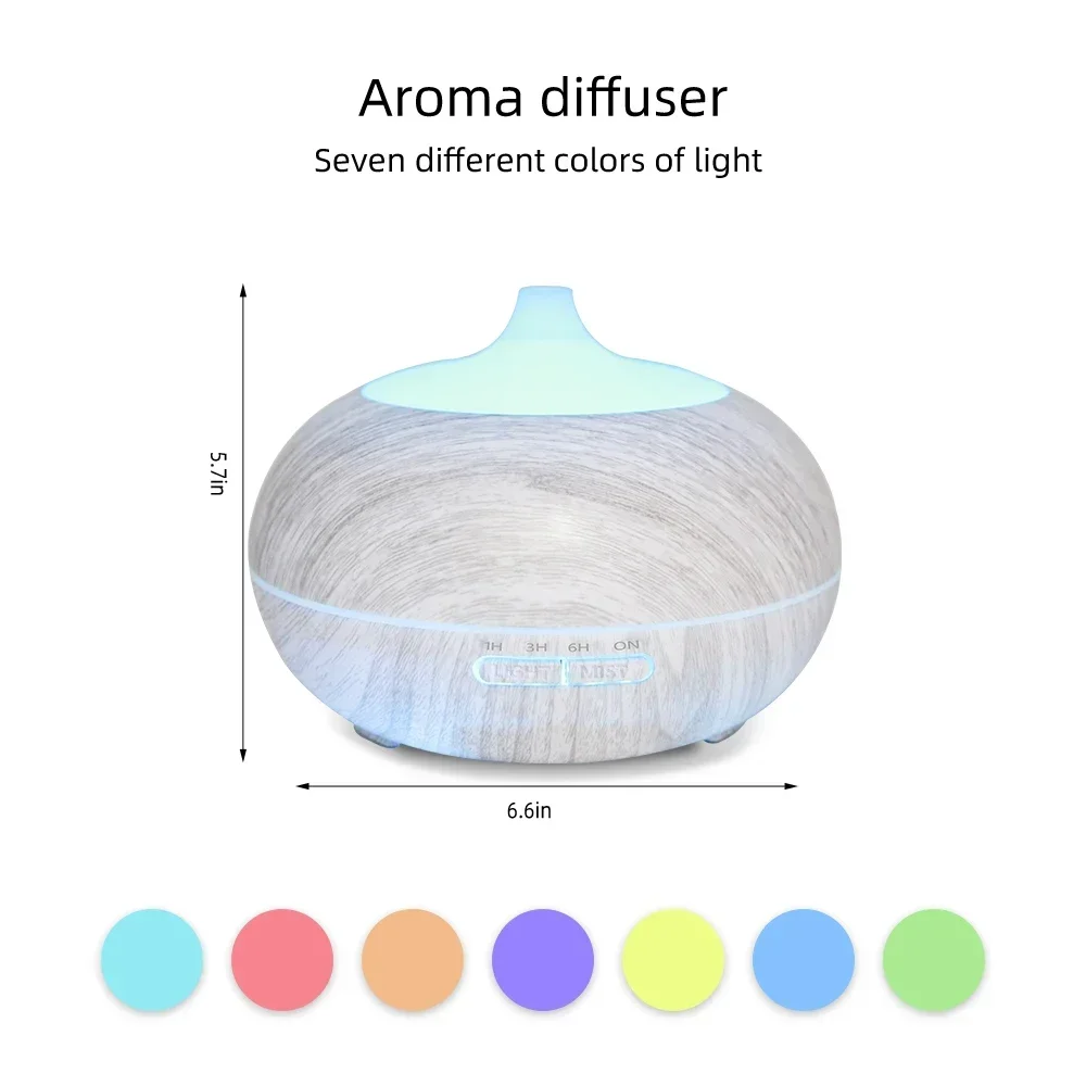 Diffusore per aromaterapia da 550 ml, telecomando, 6 oli, 7 colori LED, casa e ufficio