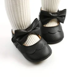 2024 Baby Girls Mary Jane Flats with Bowknot Bow knot Non-Slip Toddler First Walkers Princess Dress Shoes