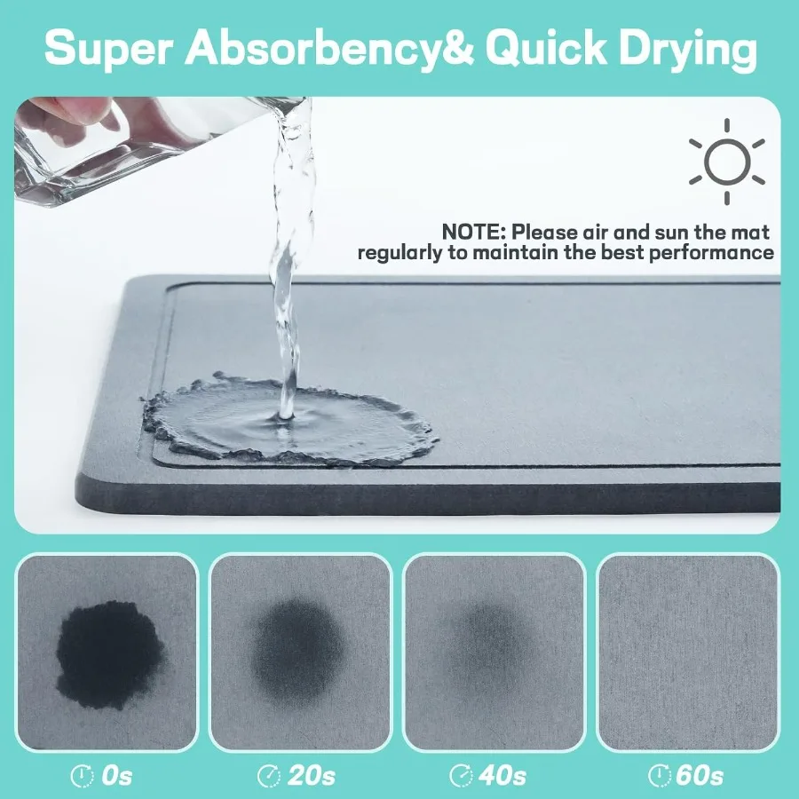 Dish Drying Rack with Stone Drying Mat, 2 Tier/Quick-Drying/Stainless/Super Sturdy/Space-Saving, Dish Strainers for Kitchen Coun