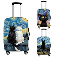 Funda protectora para equipaje con diseño de gato negro en pintura al óleo de Van Gogh, funda protectora elástica antipolvo para maleta de viaje