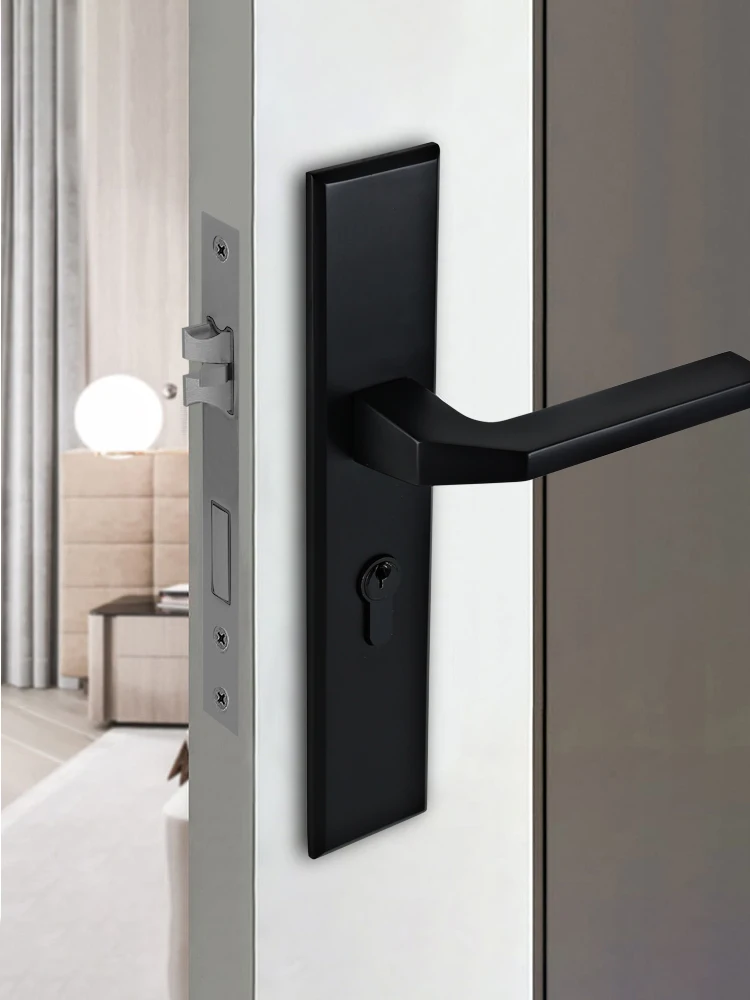 All Copper Modern Bedroom Interior Silent Door Lock Home Universal Split Lock Black Room Door Lock Room Door Handle