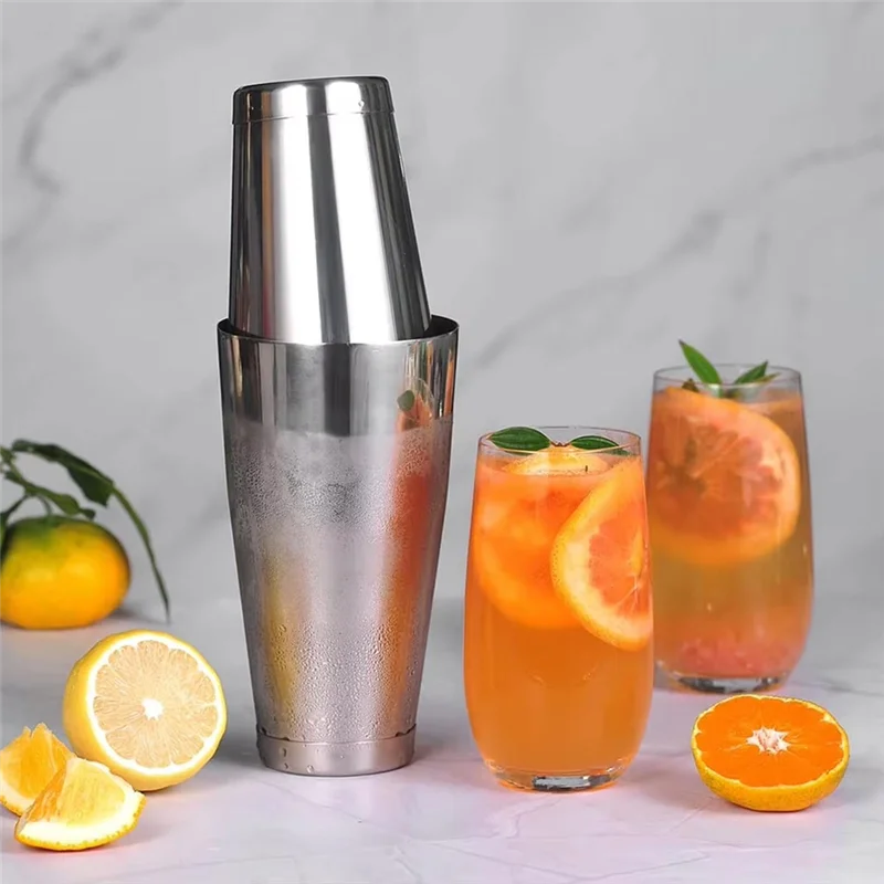 BHBD-Professional Bar Tools For Bartender, 17 Oz And 24 Oz Silver Boston Cocktail Shaker Set, Drink Mixer For Bartending