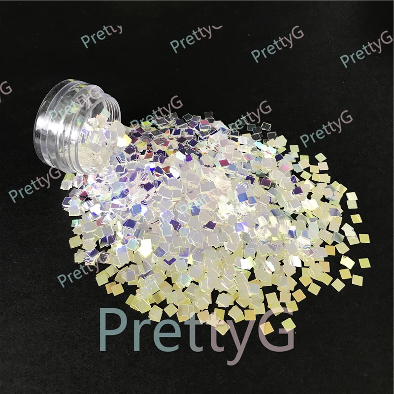 PrettyG 1 Box 3mm Squares Shapes Glitter Sequins for Resin DIY Making Art Craft Nail Makeup Decoration Accessories WF321A